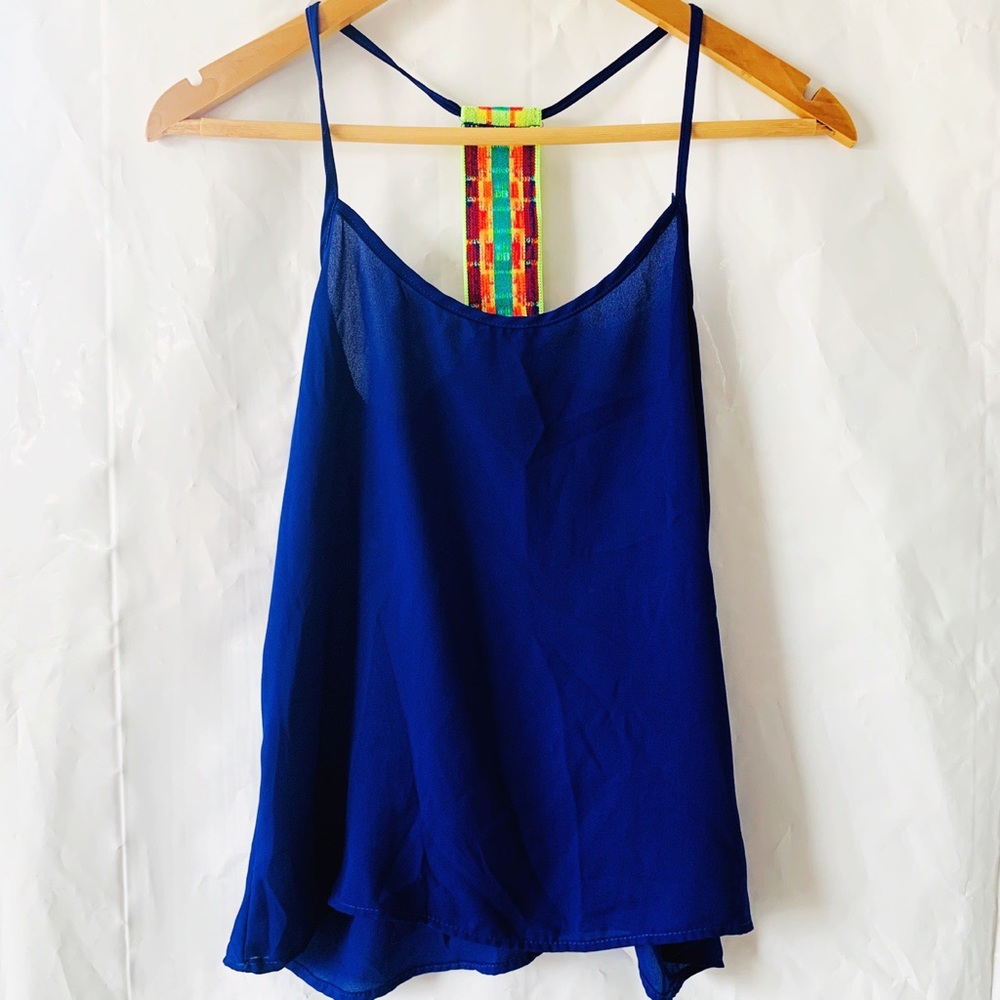Bella D Blue Sleeveless Tank Top Racerback Blouse